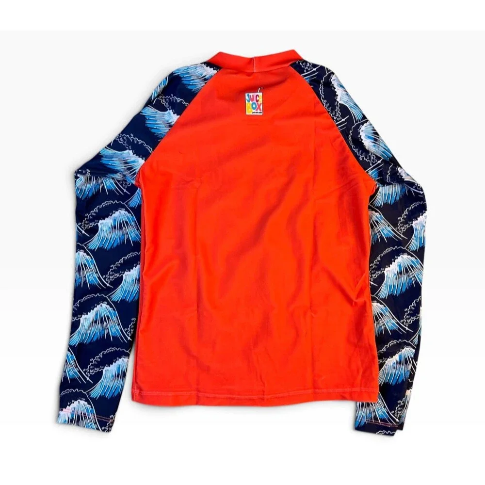 Juice Box Youth Boys Make Waves UV50+ Long Sleeve Rash Guard Shirt  Size 8-10